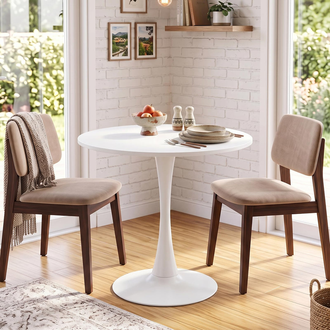 31.5-Inch Tulip Table for 2-4 with Thickened Table and Metal Pedestal for Small Spaces