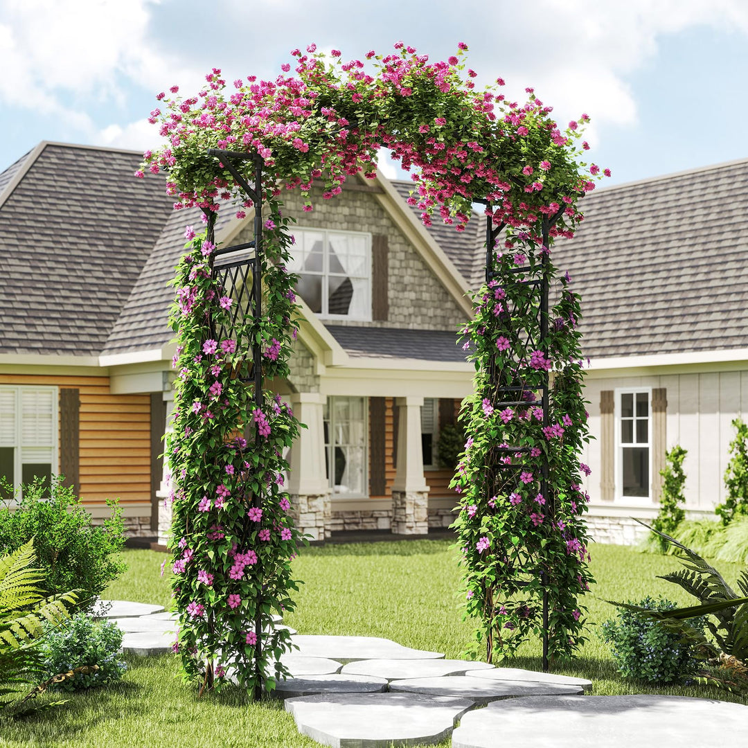 Giantex Garden Arch Trellis 67''W x 83''H Metal Arbor