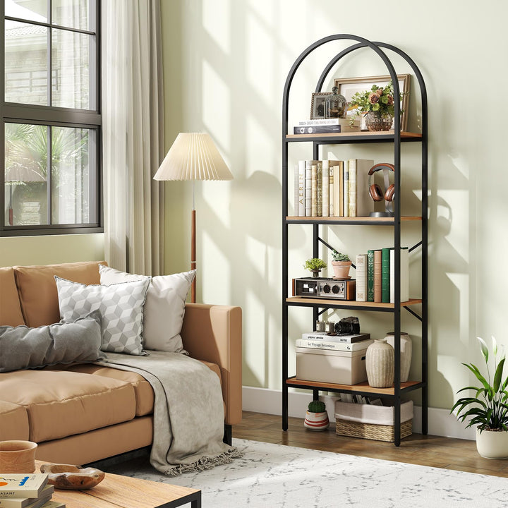 GIANTEX 4-Tier Arched Bookshelf with Metal Frame for Living Room