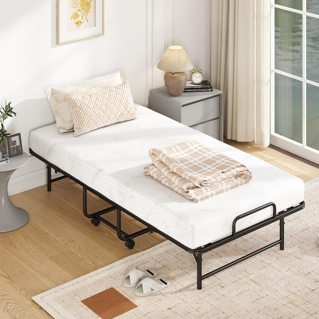 Giantex Twin Folding Bed Frame with 5 Inch Mattress