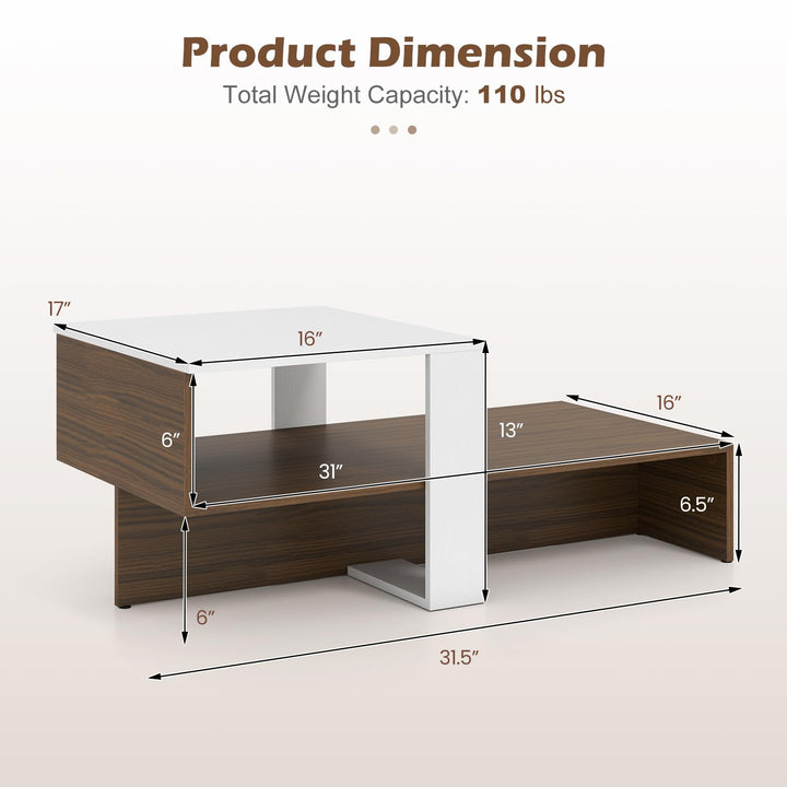 Giantex 31.5" Small Coffee Table with Storage