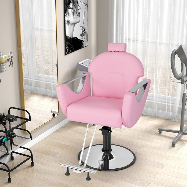 Giantex Reclining Barber Chair - Salon Chair for Hair Stylist, 360 Degrees Swivel