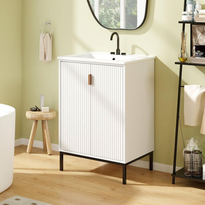 24” Undermount Bathroom Storage Cabinet and Sink Combo Set with 2 Doors