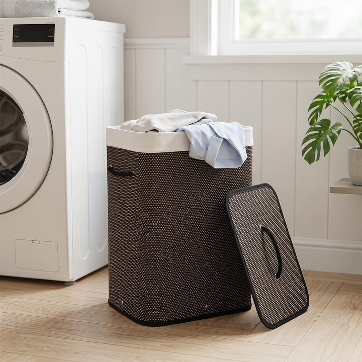 Giantex 19 Gal Rectangular Bamboo Laundry Hamper with Lid