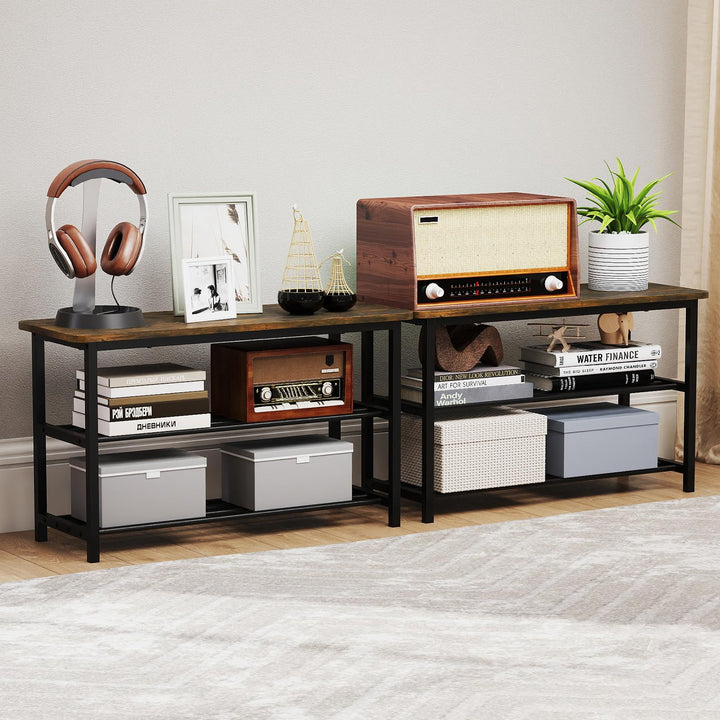 Giantex 3-Tier Shoe Bench 32" L Shoe Organizer Storage Bench with Metal Slat Shelves & Seat