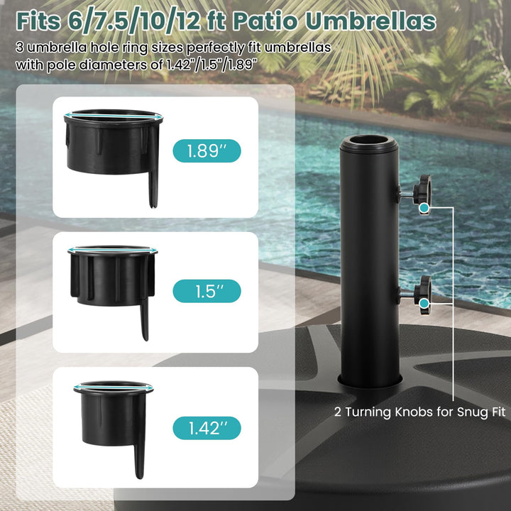 Giantex  88 lbs Fillable Umbrella Stand with 2 Adjustable Knobs & 3 Adapters