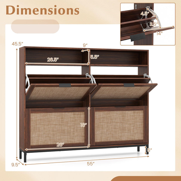 Giantex Large Shoe Storage Cabinet w/ 4 Flip Drawers