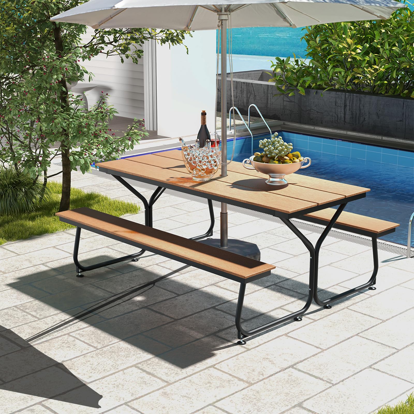 Giantex 6 FT Outdoor Picnic Table Bench Set for 6-8 People