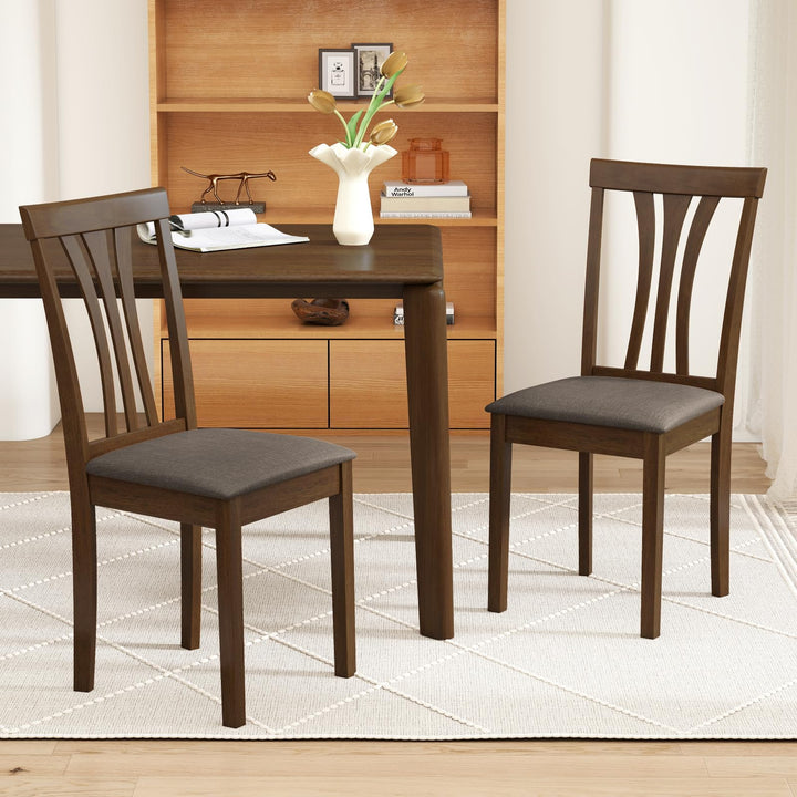 Giantex Wooden Dining Chairs Set of 2/4 Linen Fabric Upholstered Kitchen Armless Chair