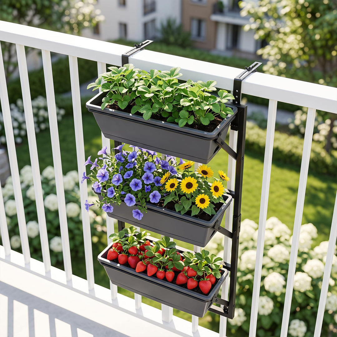 GIANTEX 3-Tier Deck Railing Planter for Balcony