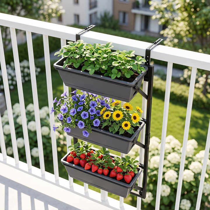 GIANTEX 3-Tier Deck Railing Planter for Balcony