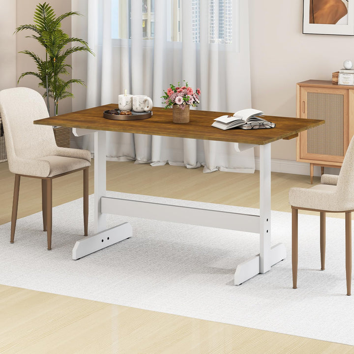 Giantex 55-Inches Farmhouse Kitchen Table with H-Shaped Rubber Wood Leg