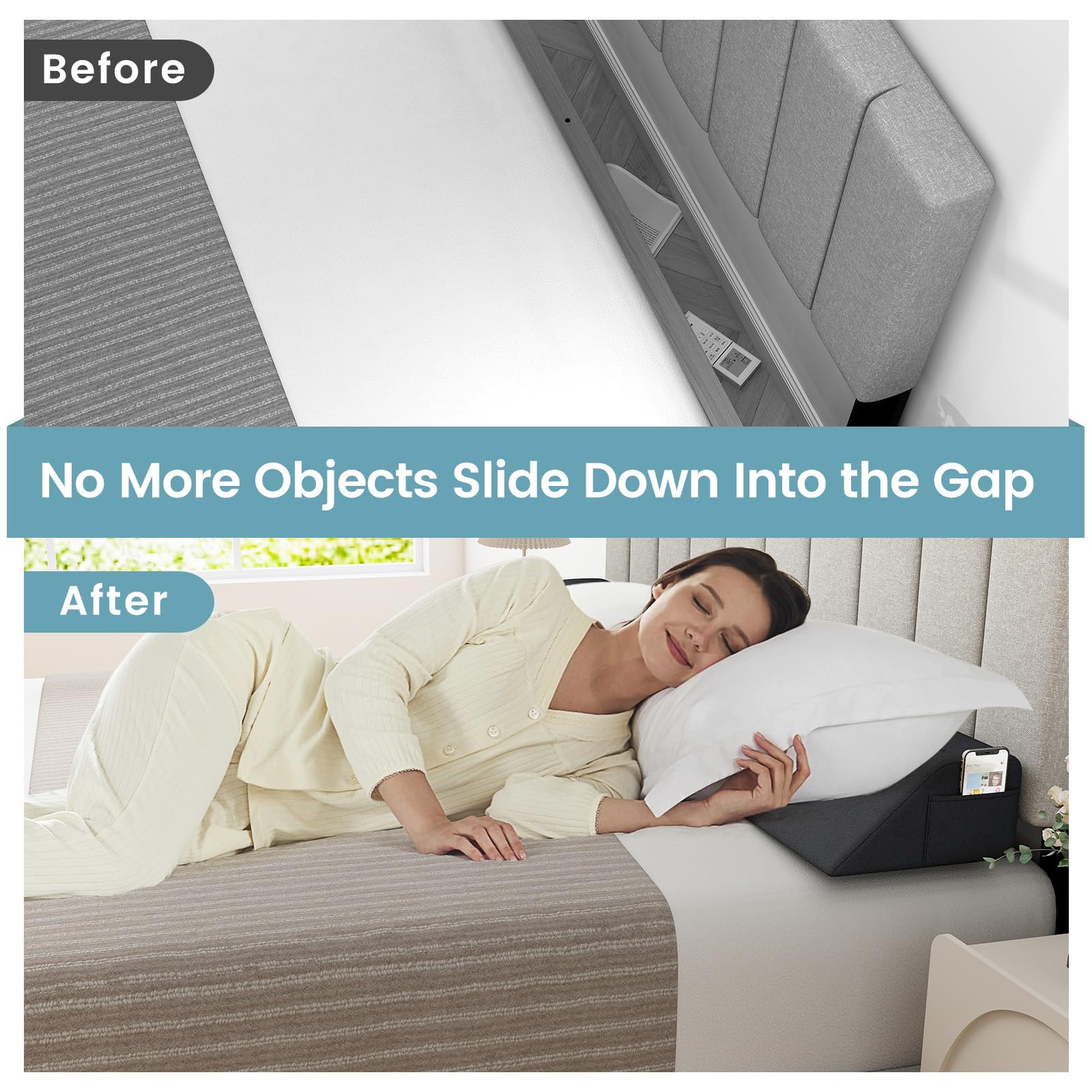Giantex Bed Wedge Pillow for Headboard Gap Filler