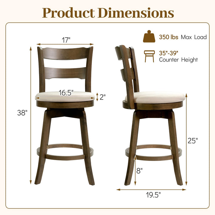Giantex 25" Swivel Bar Stools Set of 2/4 with Fabric Upholstered Seat