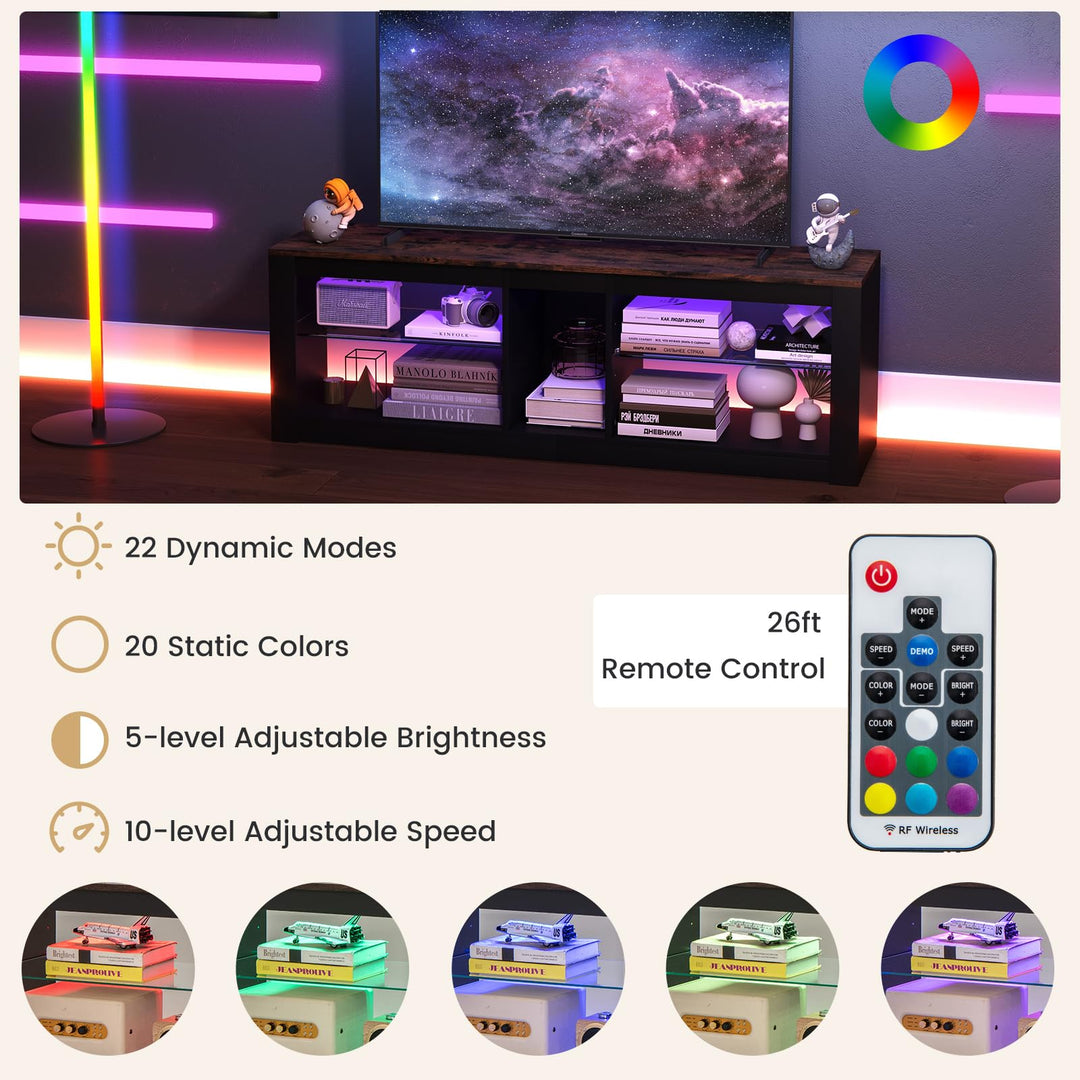 Giantex 55" LED Light TV Stand - Media Console for TVs up to 65 inches