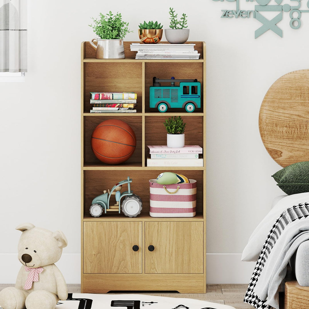 Giantex 4 Tier Bookcase with Doors for Living Room