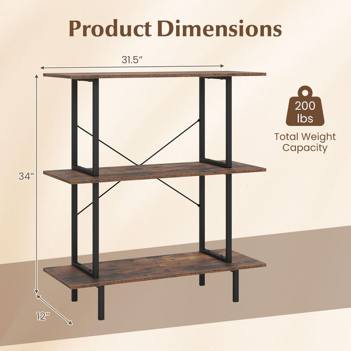 GIANTEX 31.5" Wide 3-Tier Industrial Bookcase with Open Shelves (1/2)