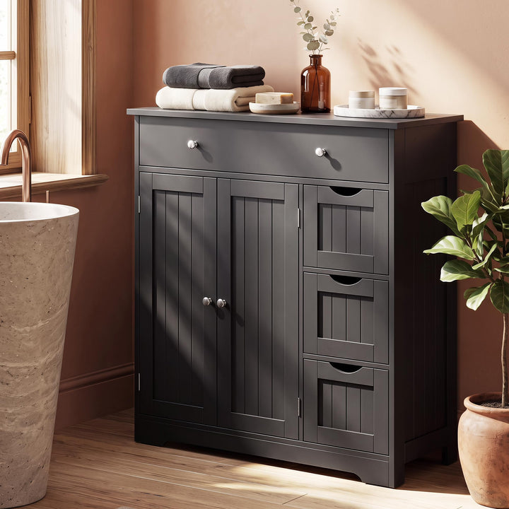 GIANTEX Bathroom Storage Cabinet with 4 Drawers and 2 Doors