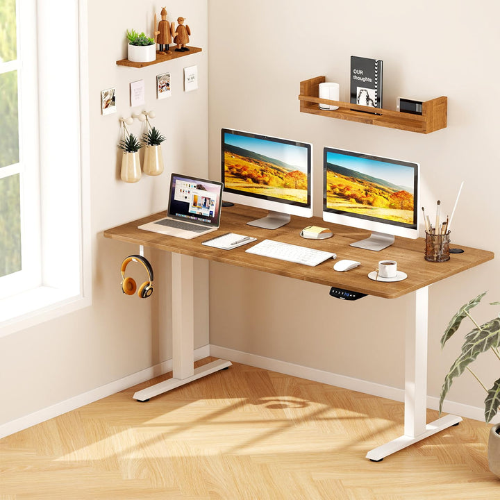 Giantex Electric Dual Motor Standing Desk | 55" x 28" Height Adjustable Sit Stand Computer Workstation w/3 Memory Height