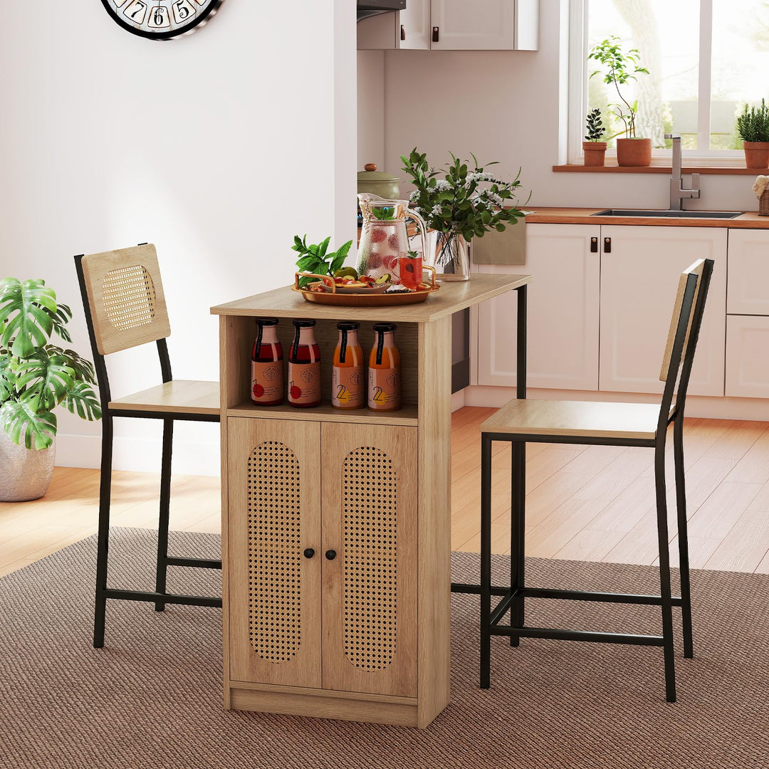 Giantex 3-Pcs Boho Rattan Dining Table Set for 2