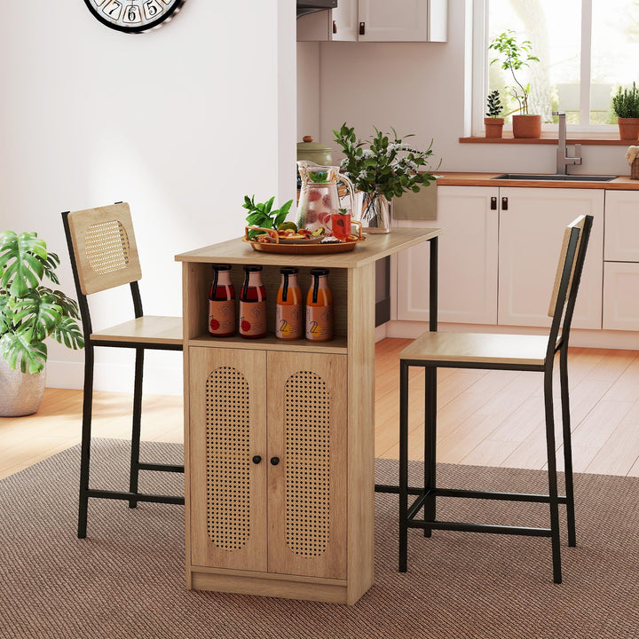 Giantex 3-Pcs Boho Rattan Dining Table Set for 2