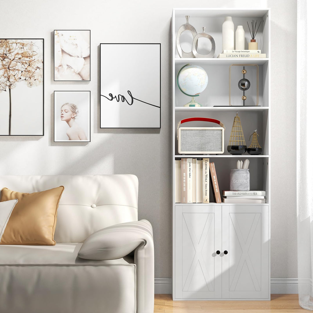 Giantex 71" Tall Bookcase with Doors
