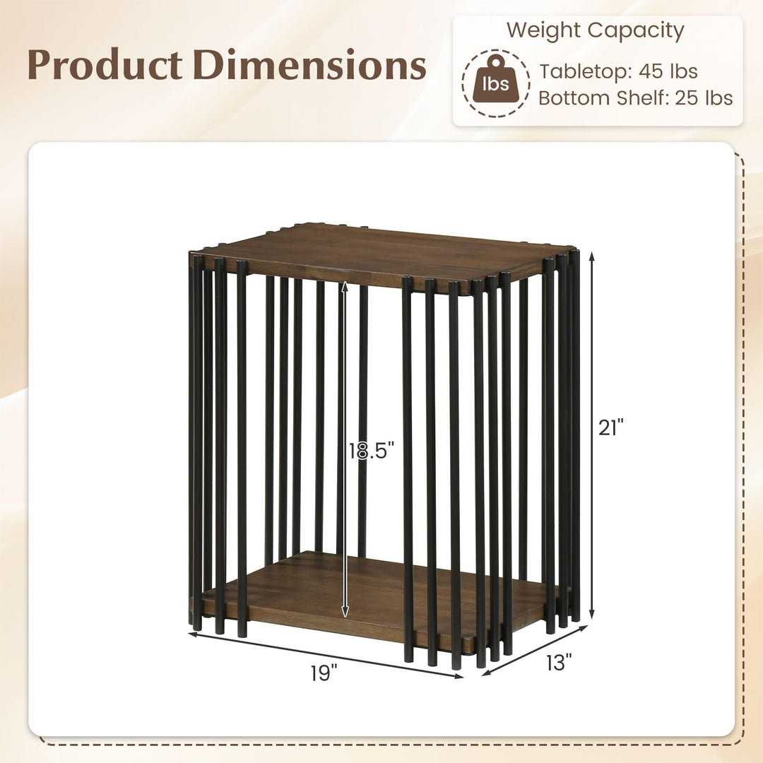 Giantex 2-Tier Wood Side Table - Narrow Sofa Couch End Table (1/2)