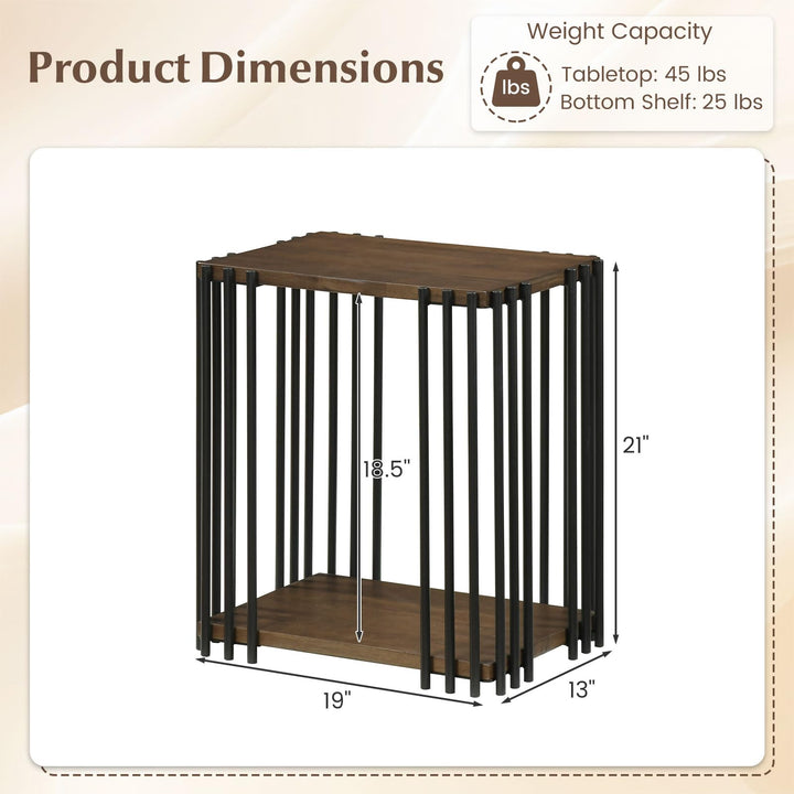 Giantex 2-Tier Wood Side Table - Narrow Sofa Couch End Table (1/2)