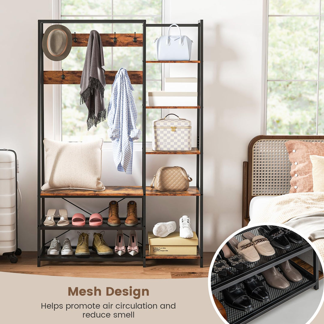 Giantex Coat Rack with Shoe Bench
