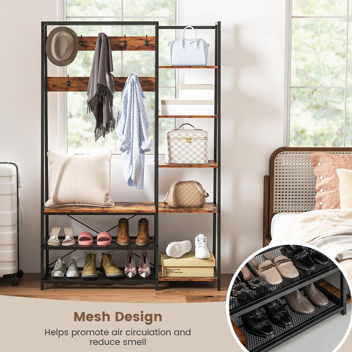 Giantex Coat Rack with Shoe Bench