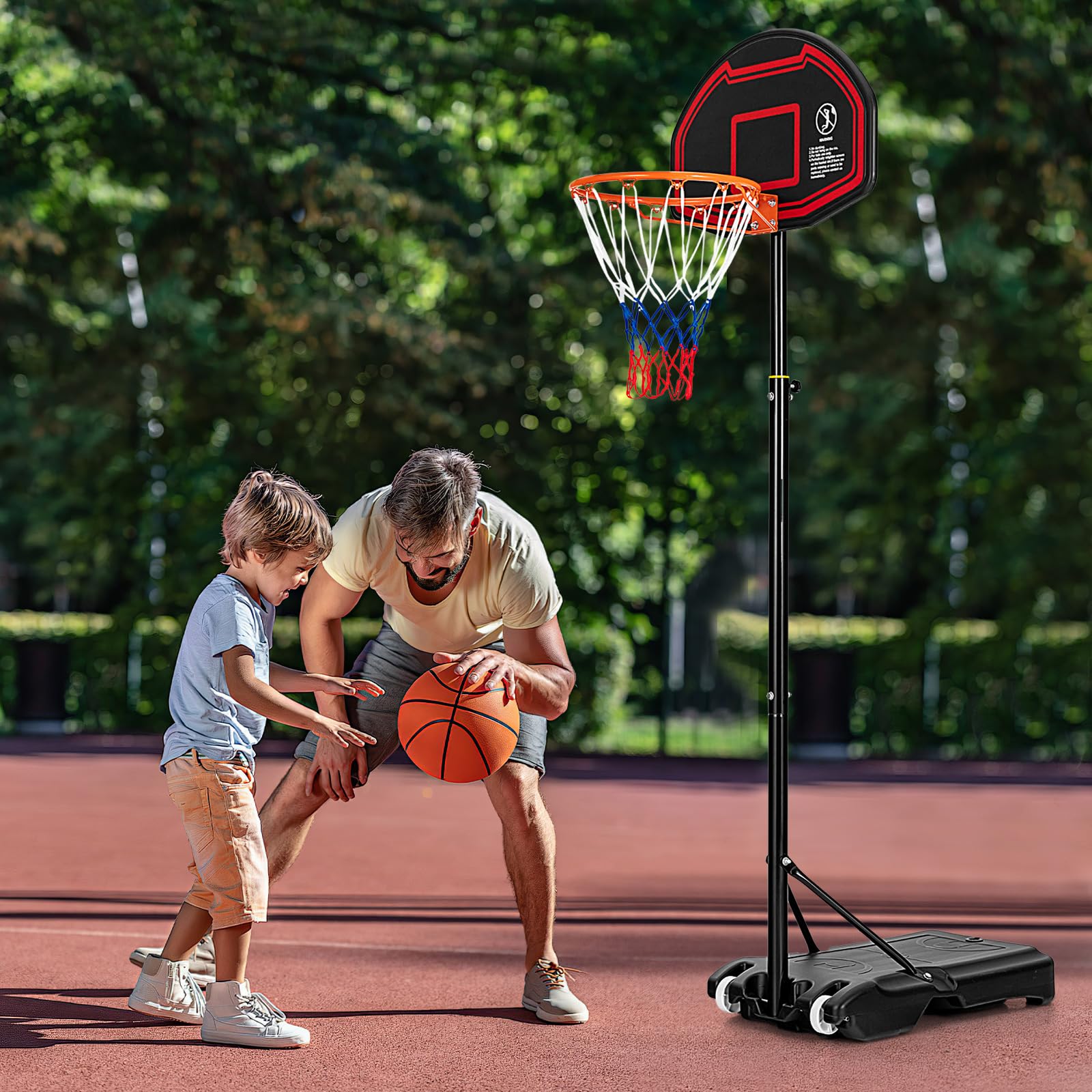 Giantex Portable Basketball Hoop Outdoor, 5.1-6.9Ft Height-Adjustable Basketball Goal System Indoor w/Shatterproof Backboard
