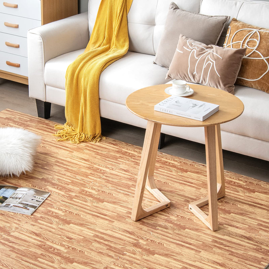 Giantex 100 Sq. Ft Wood Grain Floor Tiles Foam Mat, 25 PCS 24'' x 24'' Puzzle Exercise Mats with Borders