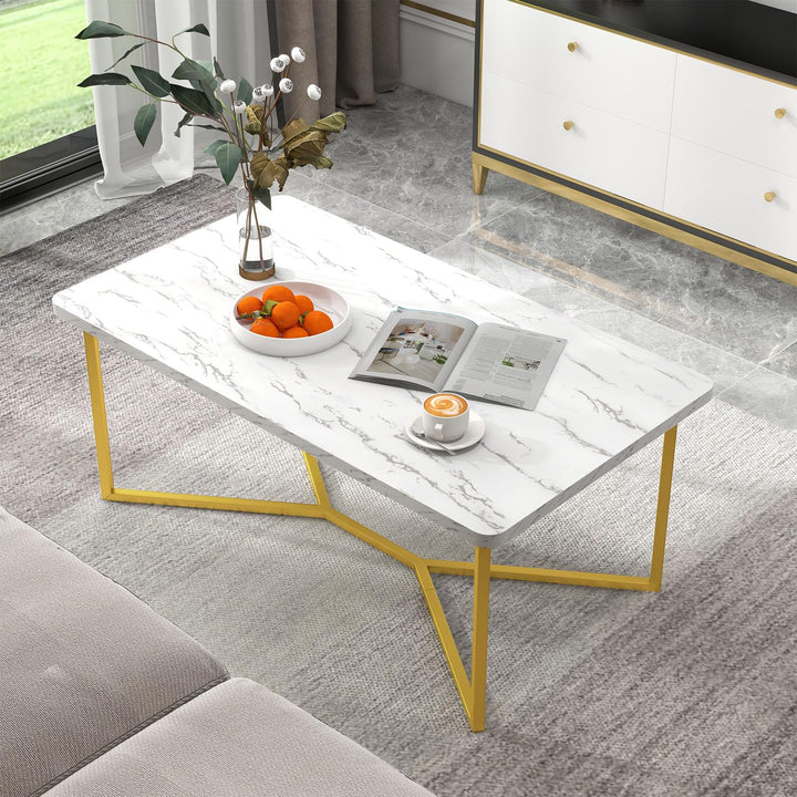 Giantex White Marble Coffee Table