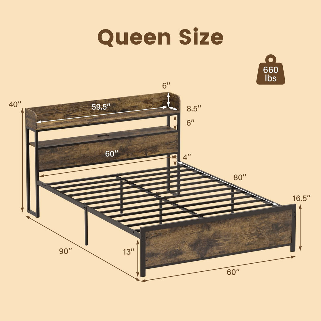 Giantex Queen Size Bed Frame with Storage Headboard