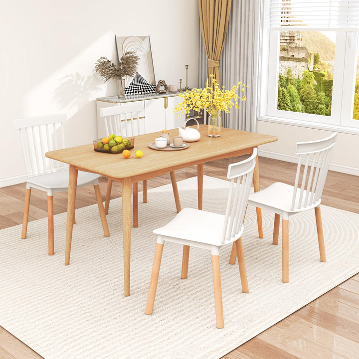 Giantex Set of 4 Windsor Dining Chairs White, Modern Kitchen Chairs w/Spindle Backs & Curved Seats