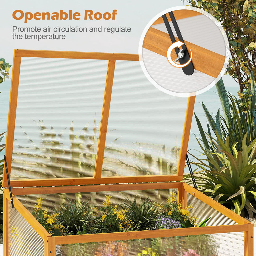Giantex Portable Raised Planter Bed Protection with Transparent Flip-top Roof