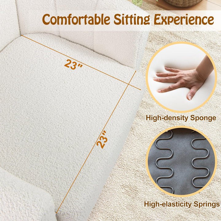 Giantex 360° Swivel Accent Chair - Sherpa Upholstered Boucle Barrel Club Chair with Padded Armrests