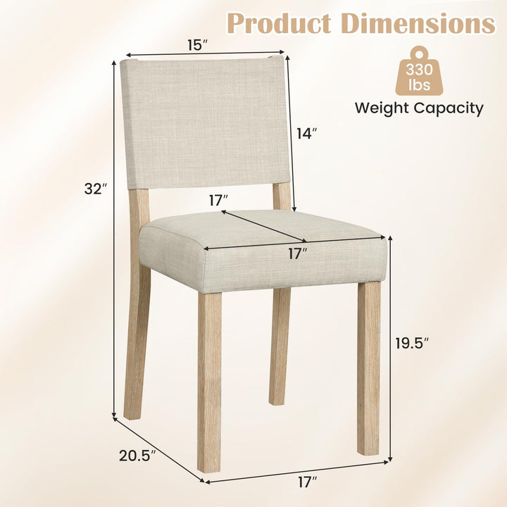 Giantex Set of 2/4 Upholstered Dining Chairs with Linen Fabric Seat