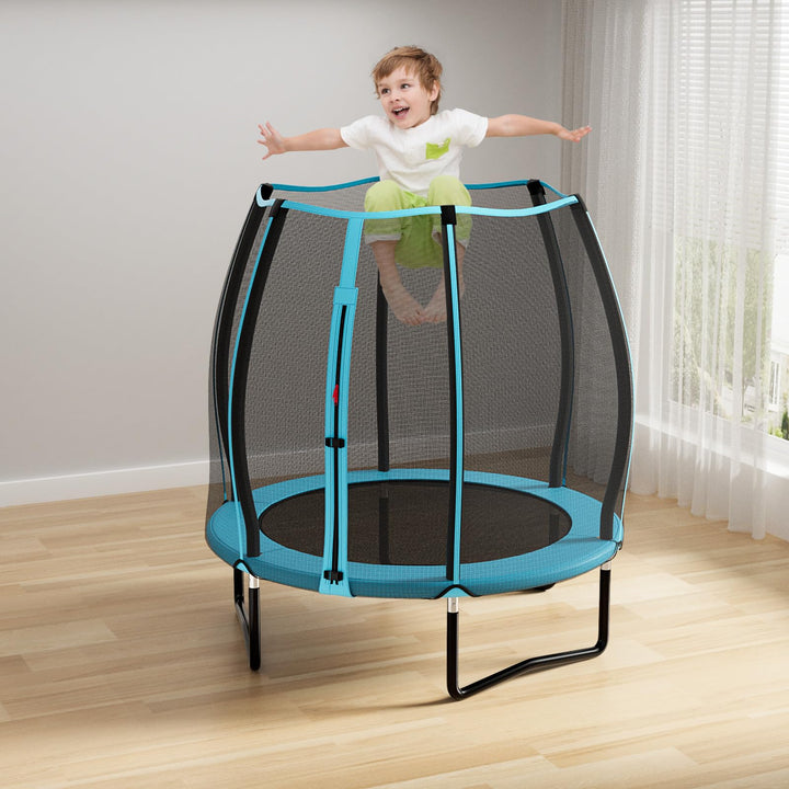 Giantex 55" Trampoline for Kids, Mini Toddler Trampoline w/Enclosure Net, Safety Pad, Outdoor Indoor Kids Trampoline for Boys Girls Gift, Blue