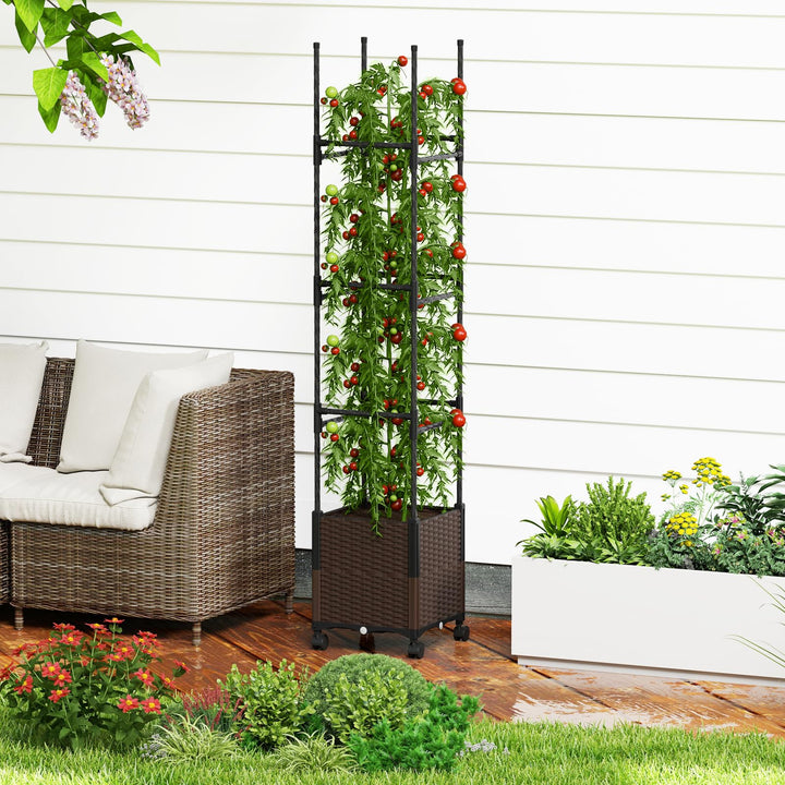 Giantex Raised Garden Bed Planter Box with Trellis
