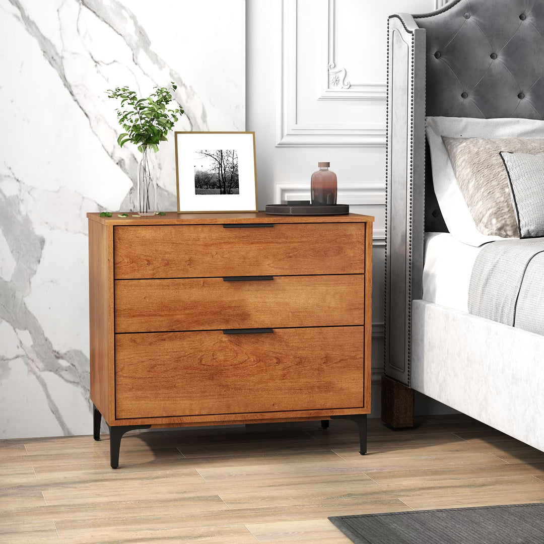 Giantex Dresser for Bedroom, Mid-Century Modern Storage Cabinet with Anti-Tip Kit, Multipurpose Clothes Organizer