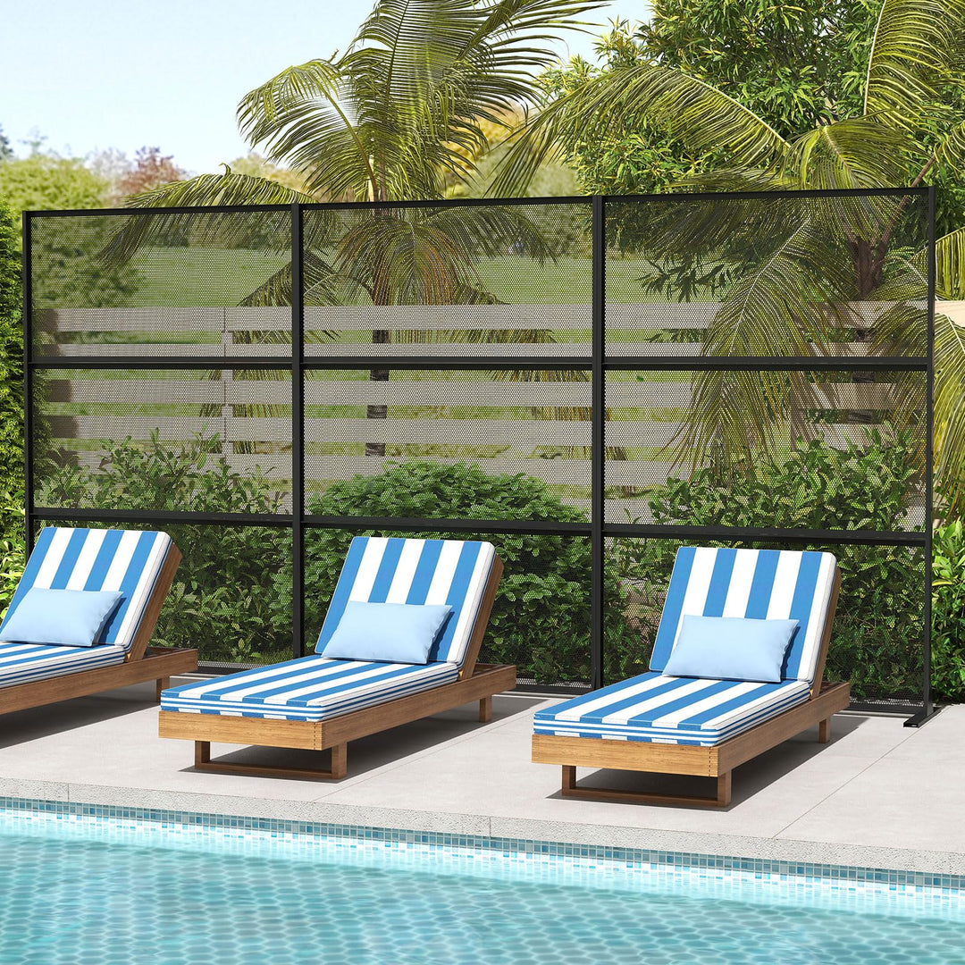 Giantex Metal Privacy Screen 72 x 48 Inch Freestanding Fence Panel Indoor Outdoor