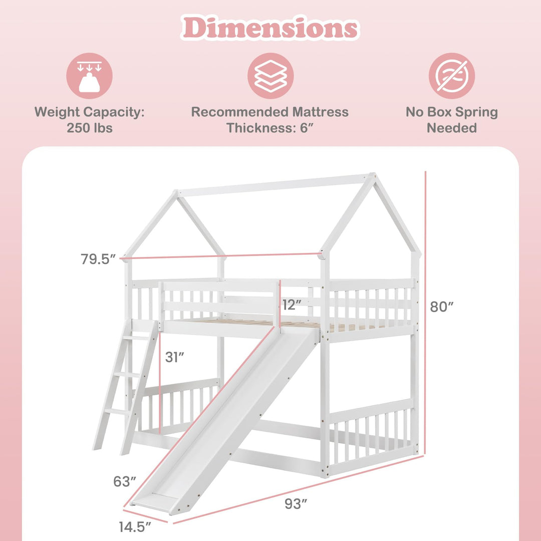 Giantex Wood Kids Bunk Bed with Slide & Ladder