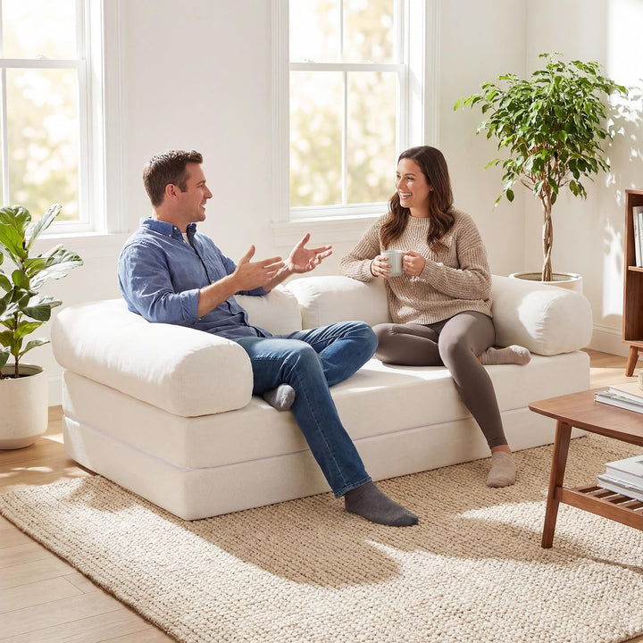 Giantex Folding 4-in-1 Convertible Futon Couch with Comfy Corduroy Cover &amp; L-Shaped Removable Armrests