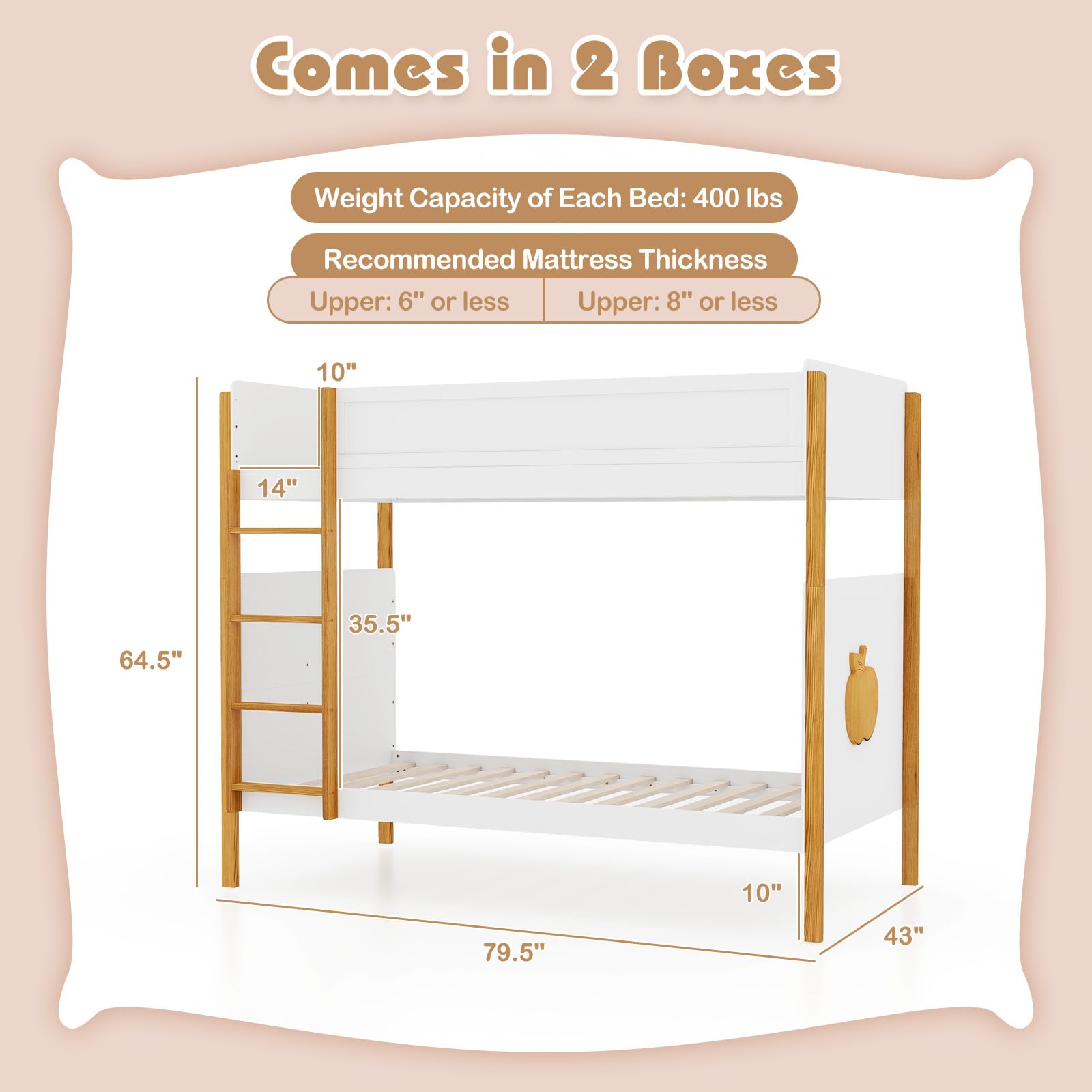 Giantex Wood Twin Over Twin Bunk Bed