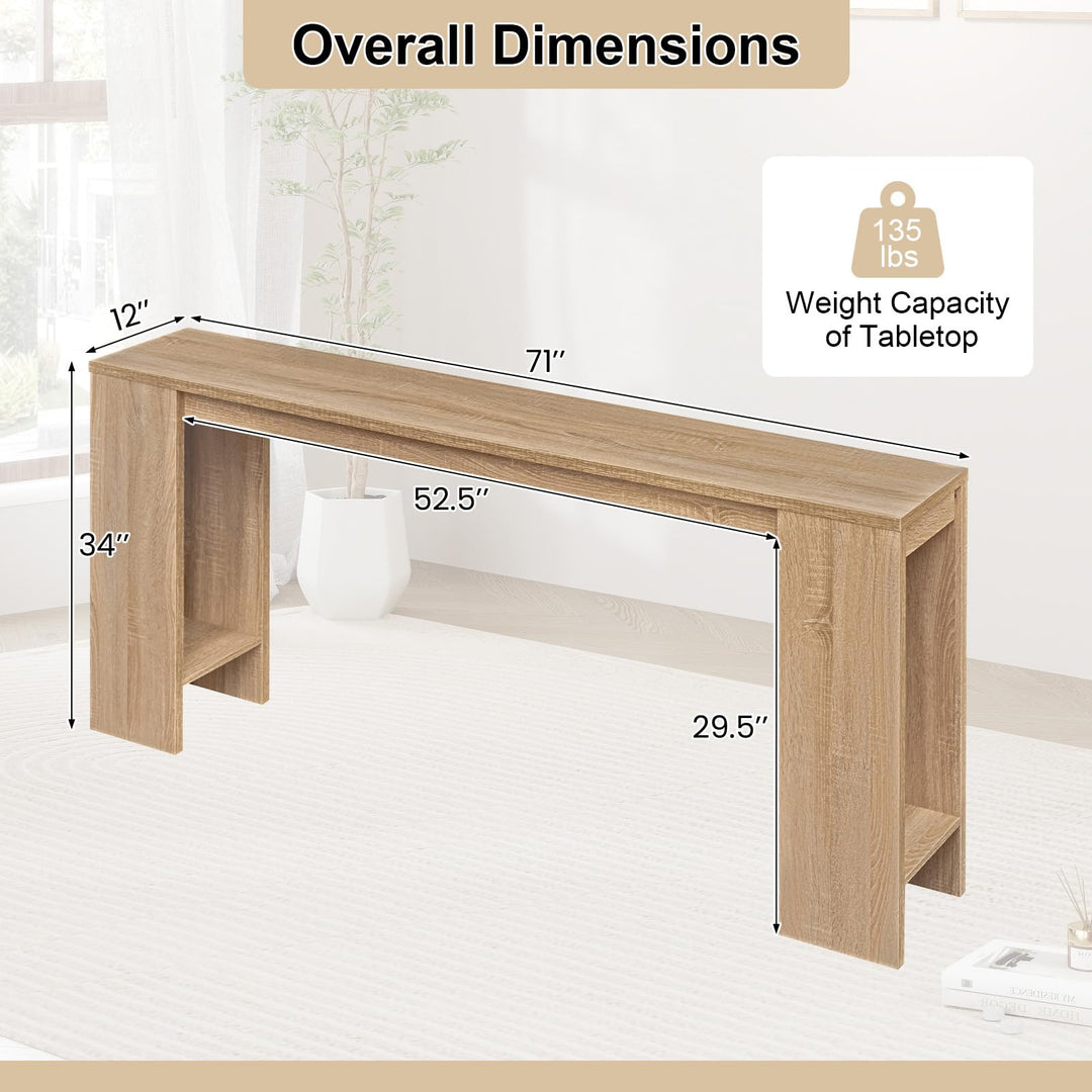 Giantex 71" Farmhouse Console Table | Narrow Long Entryway Table Behind Couch