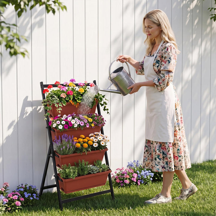 Giantex 4-Tier Vertical Garden Planter with 4 Container Boxes &amp; Drainage System (1/2)