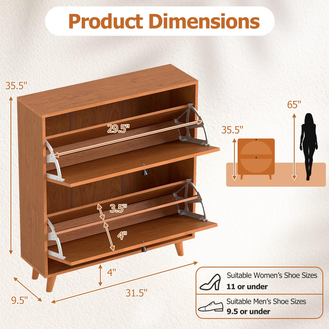Giantex Shoe Storage Cabinet with 2 Flip Drawers