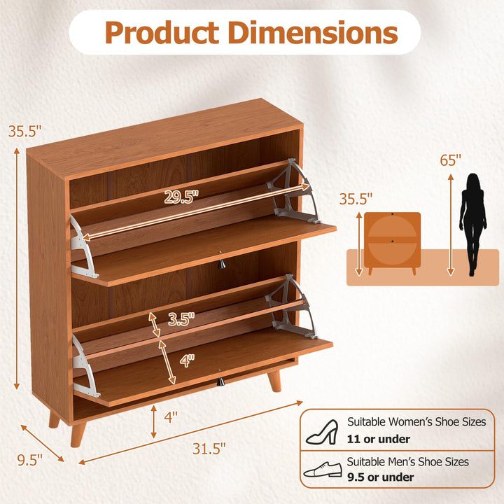 Giantex Shoe Storage Cabinet with 2 Flip Drawers