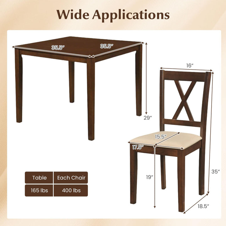 Giantex Dining Table Set for 4 | Square Kitchen Table Set w/ 4 Upholstered Chairs w/X-Shaped Backrest